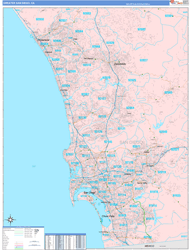 Greater San Diego Metro Area Wall Map Color Cast Style 2024